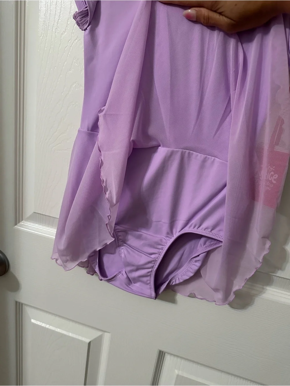 Justice Lavender Dance Leotard with Sheer Ribbon Accent Gymnastics 🤸